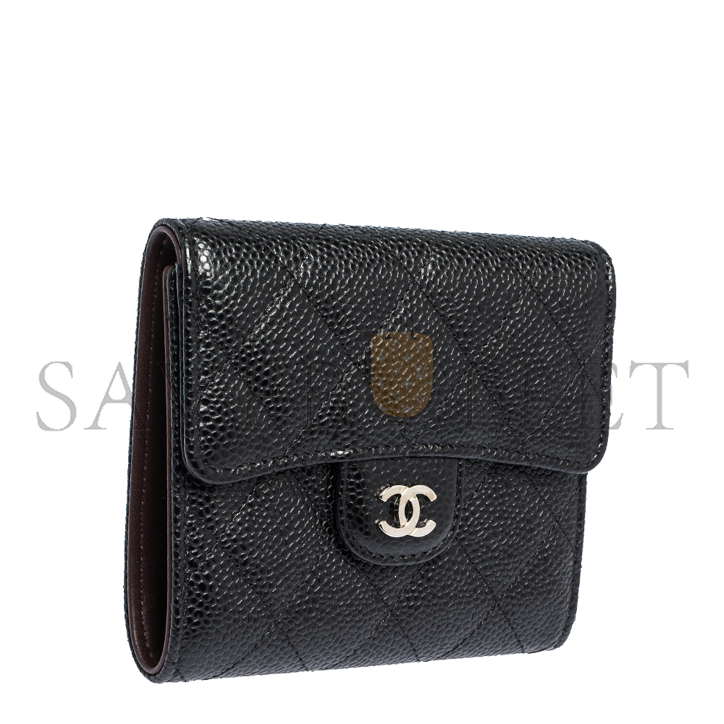 Ch*el master black quilted caviar leather trifold wallet (11.5*10.5*3cm)
